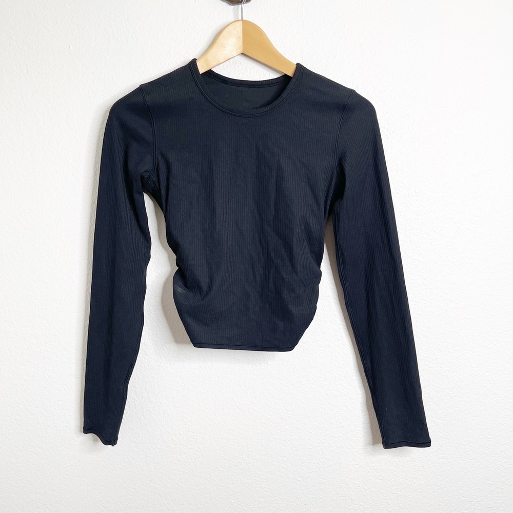 Lululemon All It Takes Back-Twist Ribbed Long Sleeve Yoga Top Cutout Athleisure